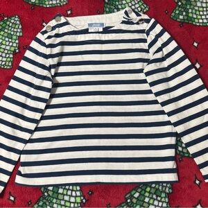 Jacadi Paris Long Sleeve Breton Stripe Top Sweater Girl Sz 4t 100% Cotton Apple